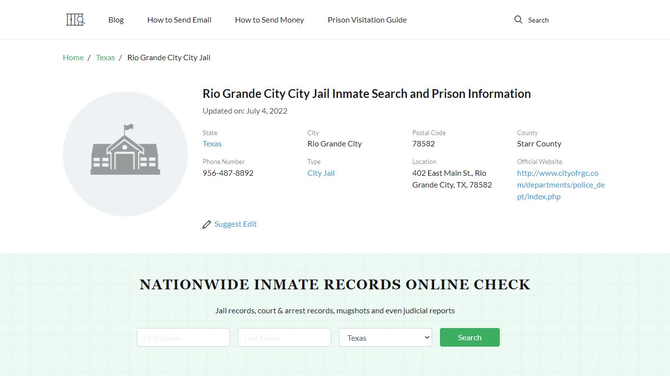 Rio Grande City City Jail Inmate Search, Visitation, Phone ...