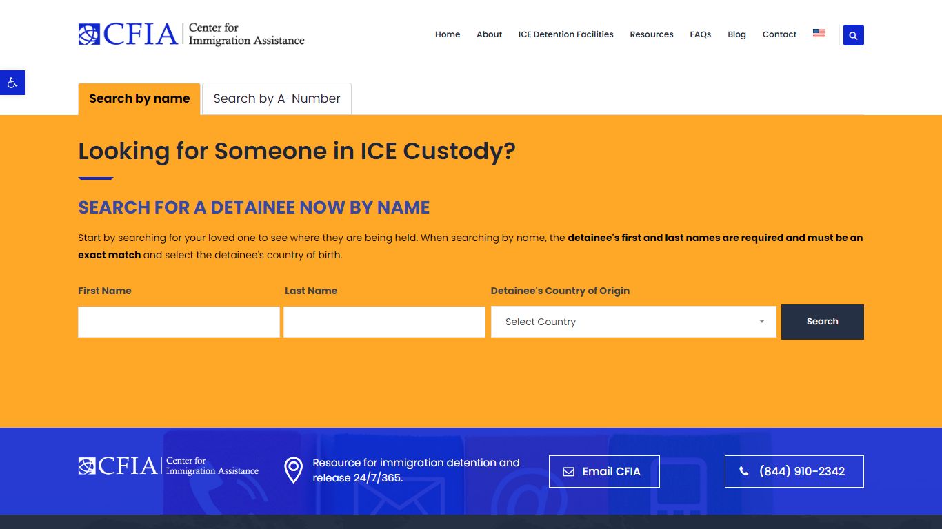 Search for an ICE detainee - Center for Immigration Assistance